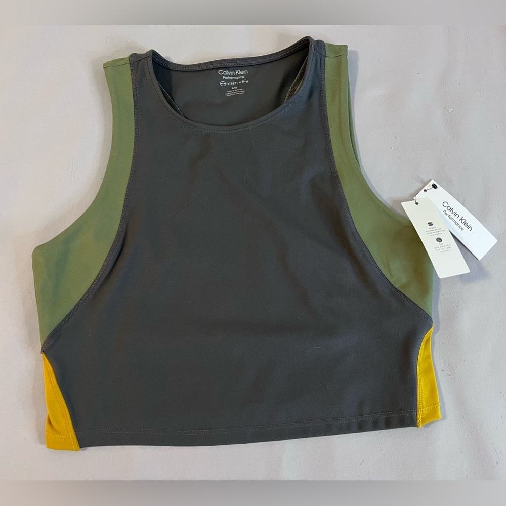 Calvin‎ Klein Performance Embrace Colorblock Cropped Tank Top - Picture 4 of 11